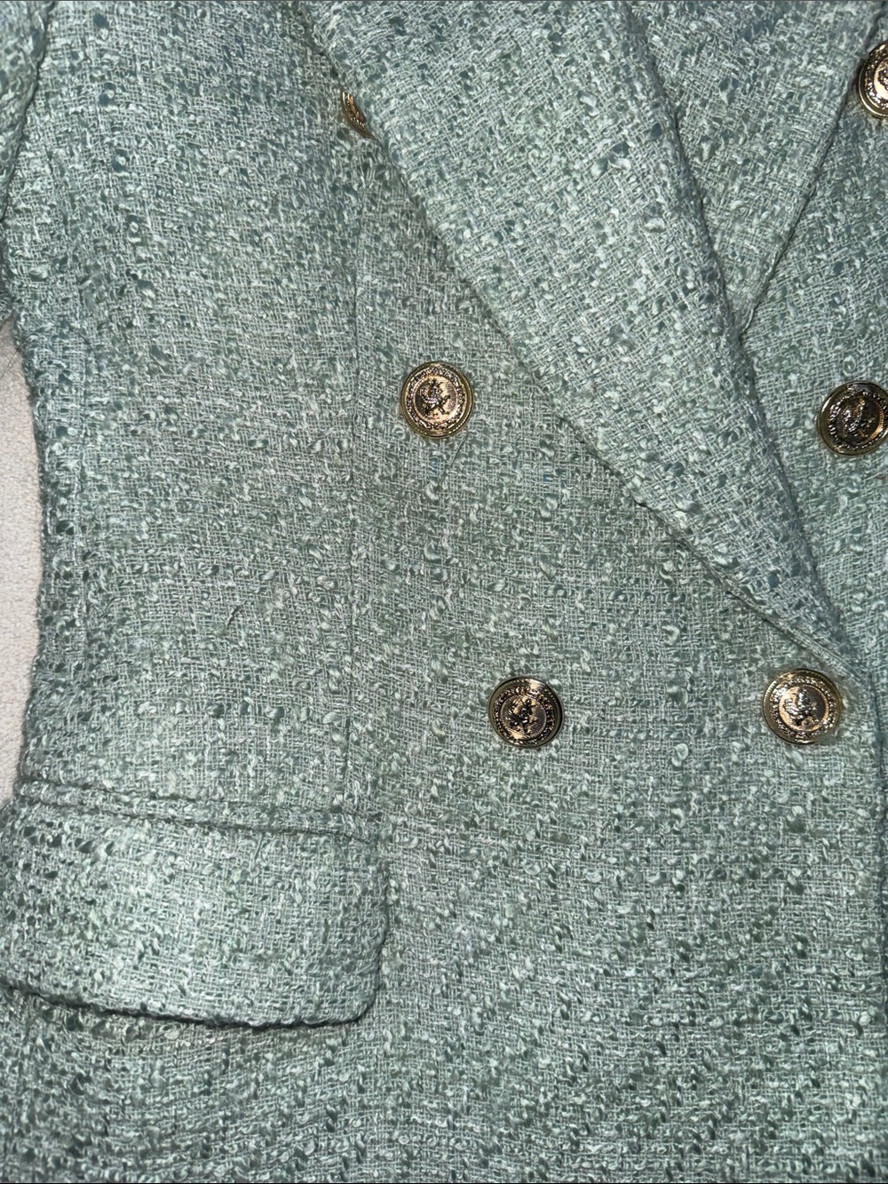 Zara Women's Light Green Tweed Blazer - Picture 7 of 7